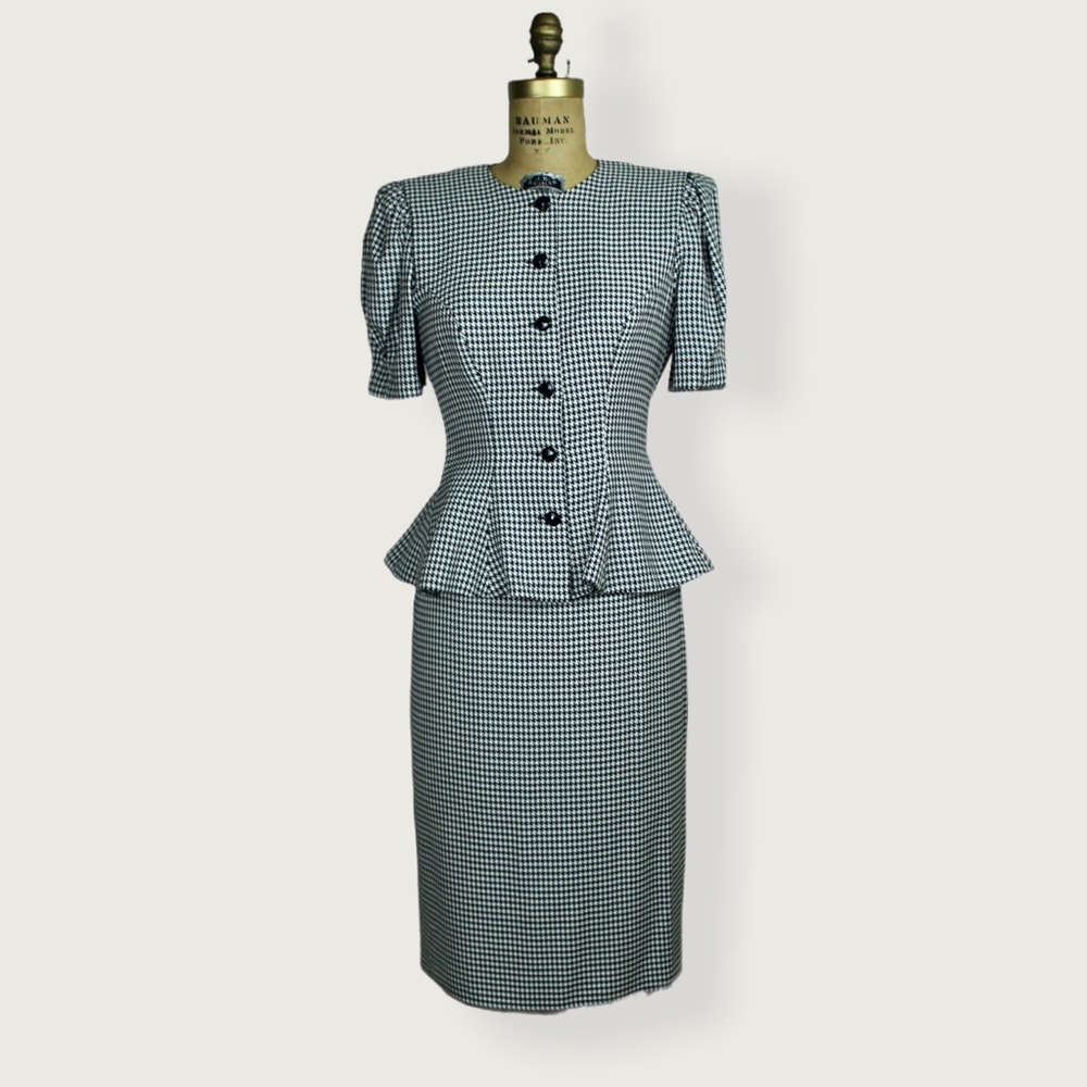 Vintage Petites for Maggy Skirt Set Houndstooth